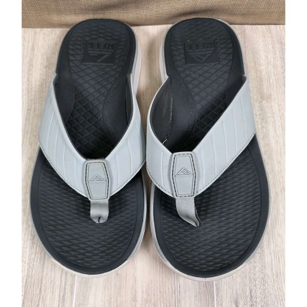 Reef The Deckhand Gray Flip Flops Thongs Sandals Men's Size 8 Pool Beach EUC
